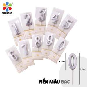 Nến số 0 - 9 màu bạc